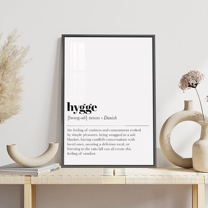 RFDER Hygge Definition Print Living Room Decor Zen Wall Art Print Minimalist Poster Home Decor Wall Art Poster Wall Art Bedroom Decor Office Room Kitchen Decor Aluminum Black-style 12x16inch(30x40cm)
