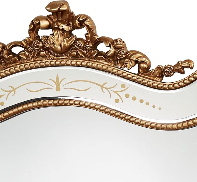 Touch of Class Vivienne Victorian Style Ornate Wall Mirror - Vintage Decor Glamour - French Aesthetic - Royal Antique Theme - Fancy Looking Arched Resin Frame - Traditional Mounted Mirrors