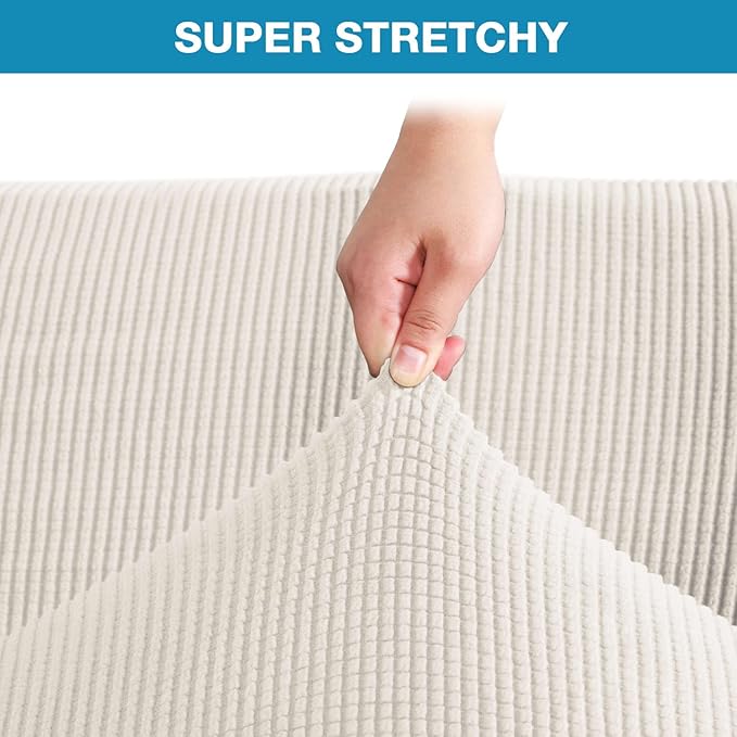 Flamingo P Stretch Armless Futon Covers - Full Queen Futon Couch Covers Slipcover - Soft Thick Jacquard Washable, Ivory