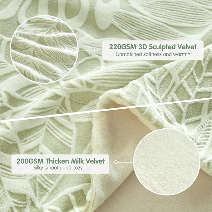 Tokokimo Velvet Duvet Cover King Size - 3pcs Green Duvet Cover King Set, Ultra Soft Warm Fuzzy Flannel Comforter Cover Set with Tufted Floral with 2 Pillowcases(Green, King 104"x90")