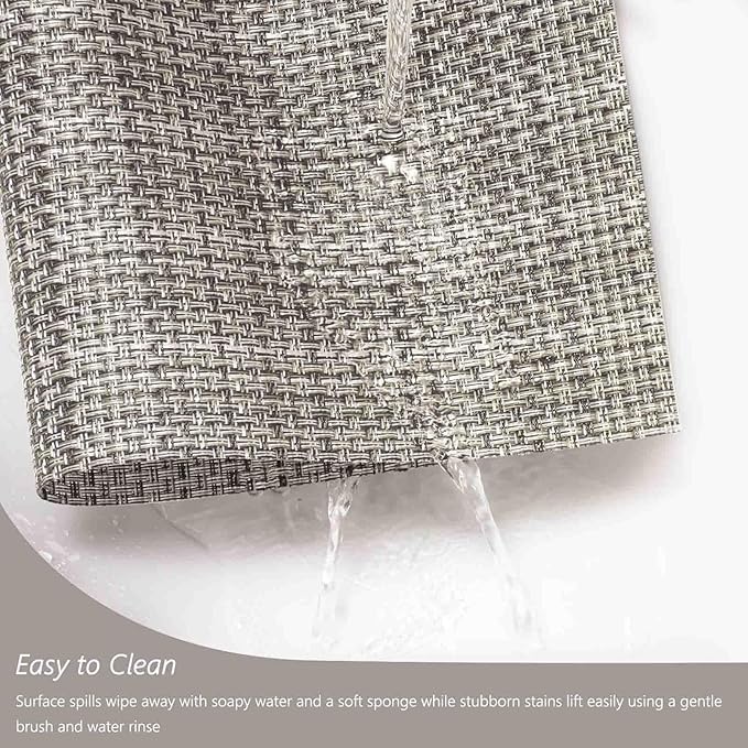 AHHFSMEI Placemats for Dining Table Set of 8 Woven Vinyl Plastic Place Mats Non-Slip Heat Insulation Stain Resistant Table Mats Washable Easy Clean Placemats (Linen gey 8)