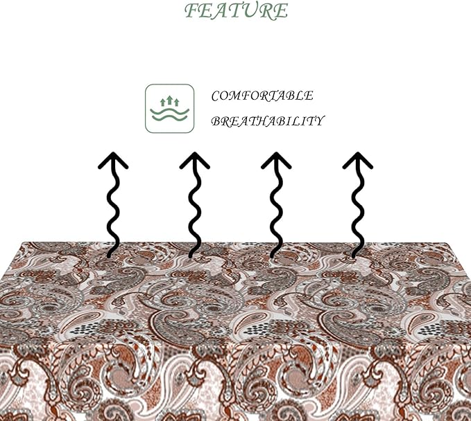 60x120 Inch Paisley Rectangle Tablecloth Bohemian Retro Brown Beige Geometric Patterned Table Cloth Bohemian Washable Durable Table Cover for Dining Banquet Garden Patio Holiday Gathering