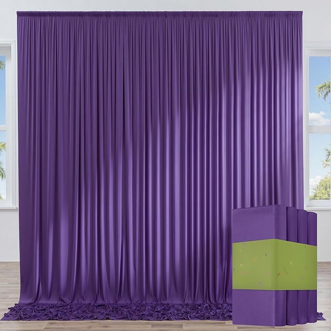 20ft x 10ft Wrinkle Free Purple Backdrop Curtains for Parties, Thick Polyester Backdrop Drapes 20x10ft for Mermaid Birthday Background Baby Shower Home Decor
