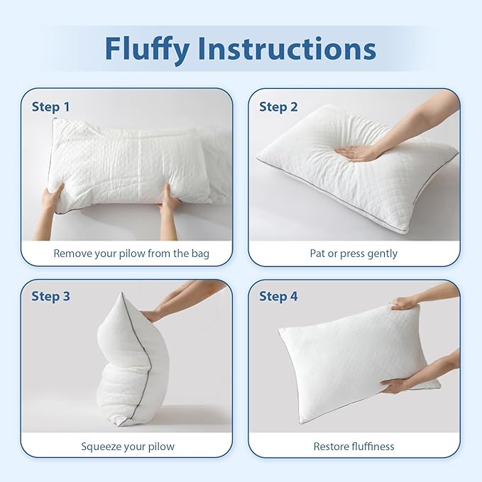 JOLLYVOGUE Pillows Standard Size Set of 4, Oeko-Tex Certified Bed Pillows for Side, Back, and Stomach Sleepers - Medium Support Down Alternative Filling, Machine-Washable