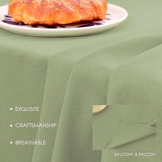 BALCONY & FALCON Table Cloth for 6 Foot Rectangle Tables – Waterproof, Wrinkle-Free Farmhouse Tablecloth for Dining, Kitchen, Wedding, Baby Shower & Spring Holiday Gatherings (Sage Green, 57" x 118")