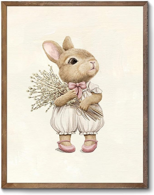 XOCUUI Pink Nursery Wall Decor Art Prints, Cute Baby Girl Room Decor, Pink Girl Wall Art Vintage Floral Wall Decor for Baby Girls' Nursery & Kids' Room - 8x10inch|Unframed