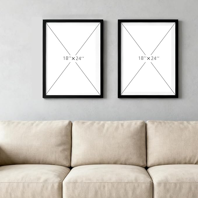 Artiluxy Minimalist Abstract Wall Art Set of 2 – Black and Gold Line Art on White Background, Textured Canvas Geometric Paintings, Modern Aesthetic Decor for Living Room, Bedroom, or Office – 18x24in