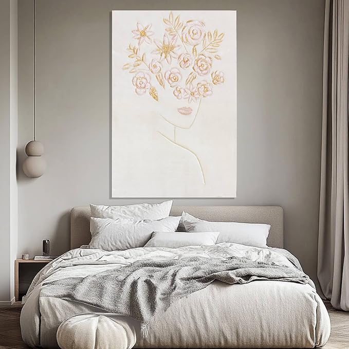 ZENPEE Pink Abstract Wall Art, Flower Wall Decor, Cuadros para Sala Elegantes y Modernos, Minimalist Wall Art for Bedroom or Office, 32" x 48"