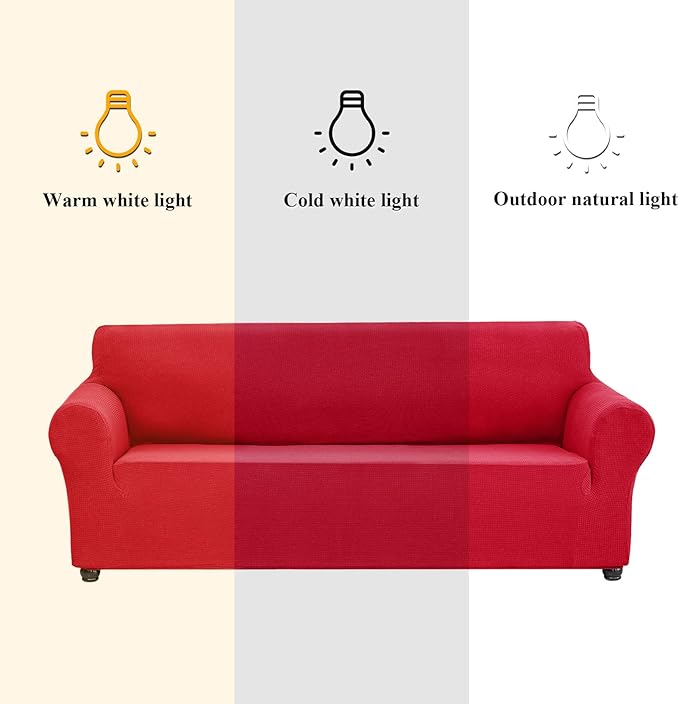 Joccun Stretch Loveseat Couch Cover Slipcover, 1-Piece Sofa Cover for 2 Cushion Couch Spandex Jacquard Washable Furniture Protector Cover for Living Room,Kids,Pets（Loveseat,Ruby）