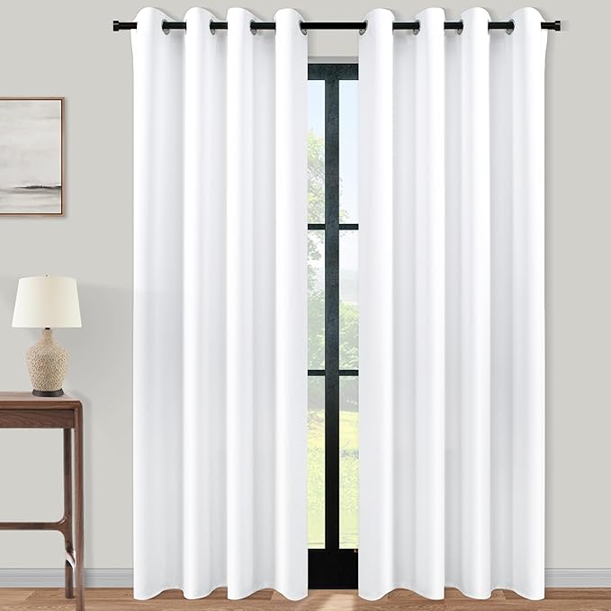KOUFALL Closet Curtains for Bedroom Closet Door,95 Inch Long Open Grommet 60-70% Blackout Privacy Thermal Door Divider Curtain for Doorway Hallway,94 95 in Length,White