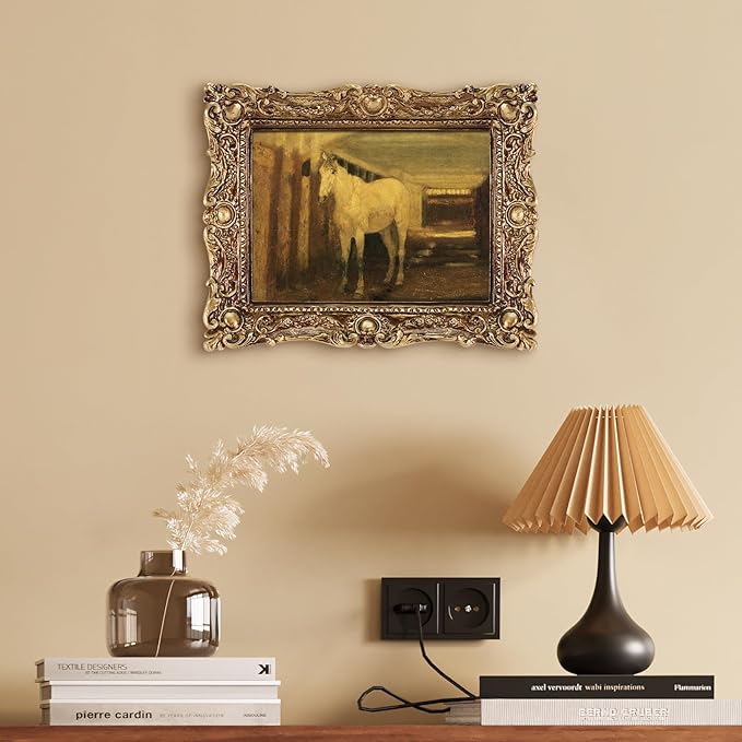 FOLKOR Framed Canvas Wall Art, Home Decor Horse Classical Wall Art Painting, Desk Decor, Canvas Art Prints Wall Decor for Living Room Bedroom Bathroom, 5x7