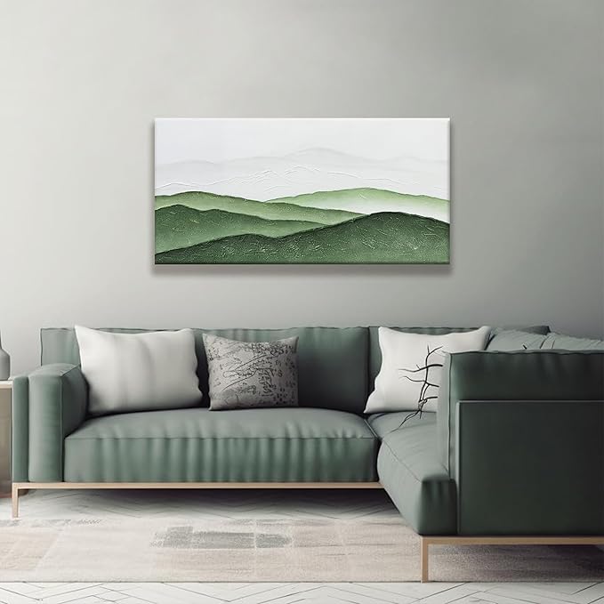 TAIJXAGSG Wall Art For Bedroom Office Decor Abstract Green White Wall Art Painting Canvas Art Wall Decor Prints Ready To Hang Bathroom Pictures Home Artwork 20 × 40 Inch