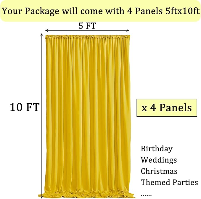 20ft x 10ft Wrinkle Free Yellow Backdrop Curtains for Parties, Thick Fabric Lemon Backdrop Drapes for Weddings Bee Sunflower Birthday Background Baby Shower Decorations