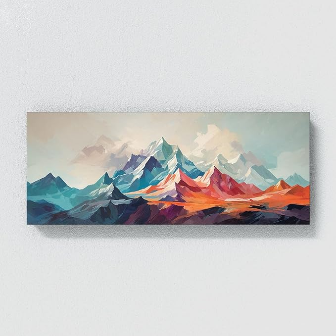 Sense Canvas Scandinavian Angular Peaks 87 Canvas Art - Home Decor Wall Art Print Poster Painting Small 20x8 / 0.75"