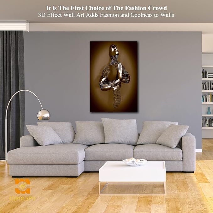 3D Wall Art Decor Artwork - 3D Metal Effect Wall Art Merged Hands for Modern Wall Art, Large Wall Art for Bedroom Dercorations Framed 24”x36”x1Pcs