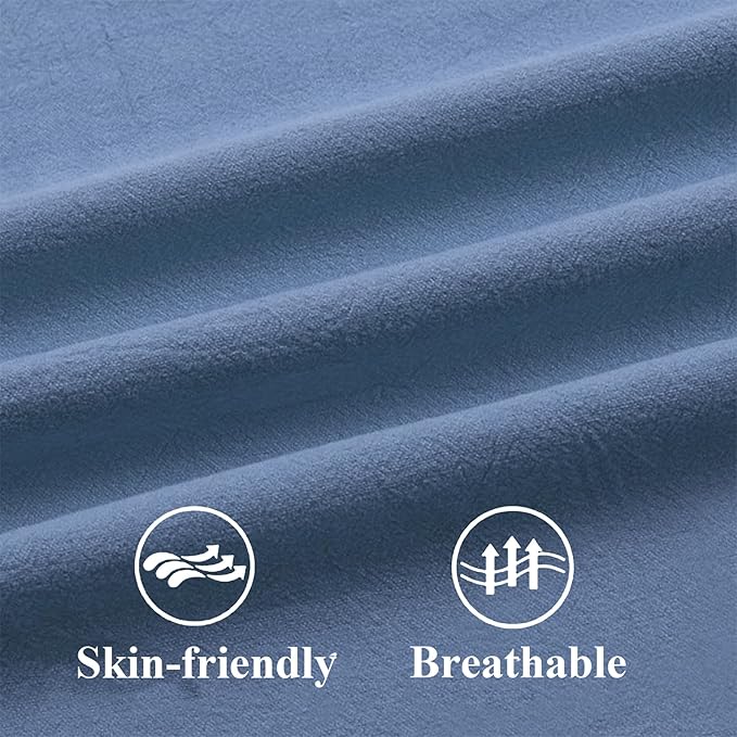ZWJD Pillow Covers 24x24 Set of 2 Blue Throw Pillow Covers with Fringe Chic Cotton Decorative Pillows Square Cushion Covers for Sofa Couch Bed Living Room Farmhouse Boho Decor