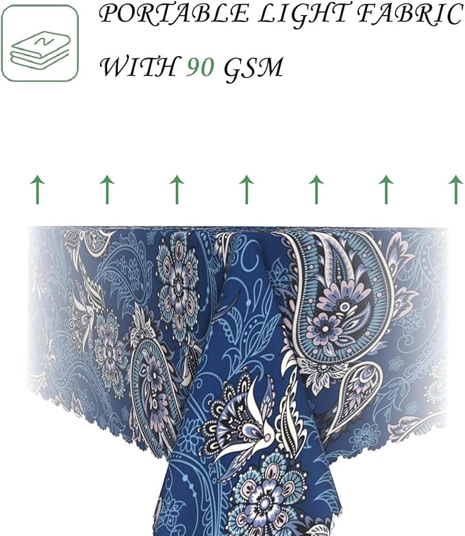 70x140 Inch Paisley Rectangular Tablecloth Farmhouse Floral Table Cloth Bohemian Washable Durable Table Cover for Dining Banquet Garden Home Decor