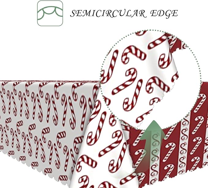 70x120 Inch Christmas Theme Rectangle Tablecloth Candy Cane Vintage Folk Decoration Table Cloth Washable Durable Table Cover for Kitchen Dining Banquet Ugly Christmas Sweater Party Decor