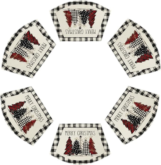 Artoid Mode Christmas Trees Wedge Shape Placemats for Round Table Set of 6, Winter Seasonal Kitchen Dining Table Decoration for Indoor Party Home