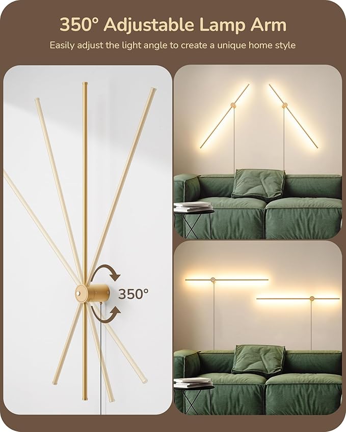 EDISHINE Plug in Wall Sconces, Stepless 2700K-6000K Dimmable Wall Sconce Set of Two, 39.4" Touch LED Wall Light with Remote, 350° Rotation Night Light with Timer for Living Room Bedroom Hallway