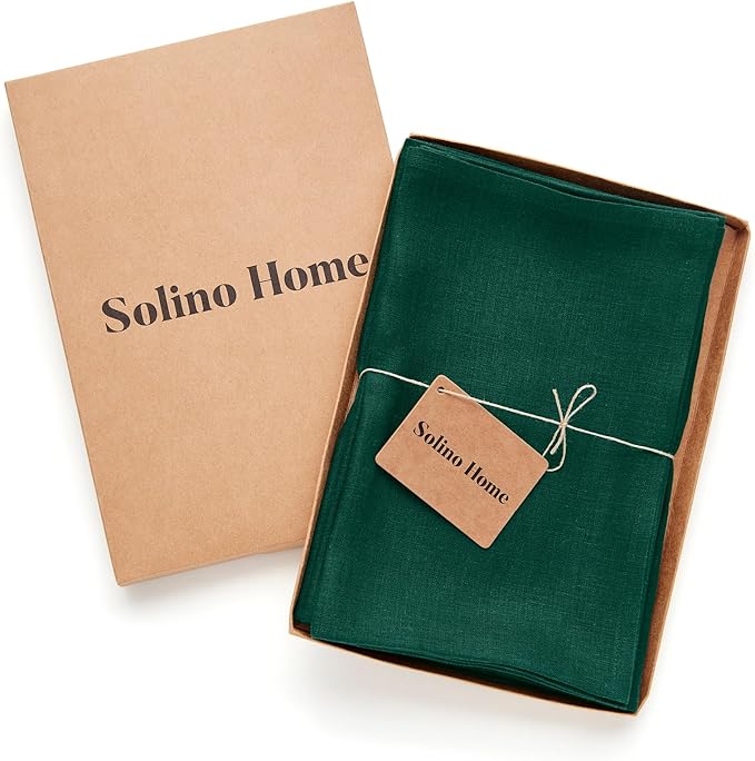 Solino Home Linen Cloth Napkins Set of 4-100% Pure Linen Rainforest Green Dinner Napkins 20 x 20 Inch for Christmas, Winter, New Year - Fete, Handcrafted and Machine Washable