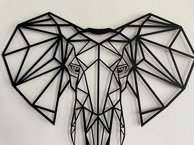 DEKADRON Metal Wall Art- Geometric Elephant Head Metal Wall Decor Home Office Decoration Bedroom Living Room Wall Hangings (23" W x 24" H/58x61cm)