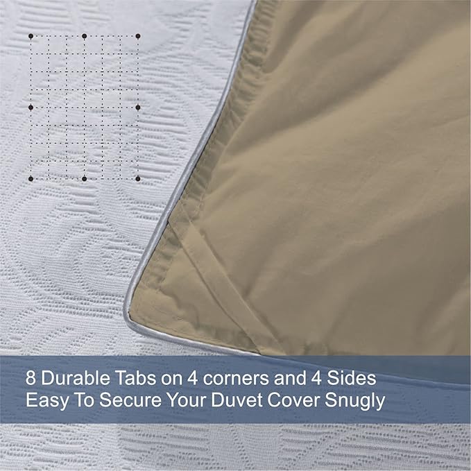 MAPLE DOWN Soft Queen Size Comforter Duvet Insert-Down Alternative Comforter Quilted with Corner Tabs for All Season-Lightweight Breathable Brushed Microfiber Machine Washable (Light Brown, 90”x90”)