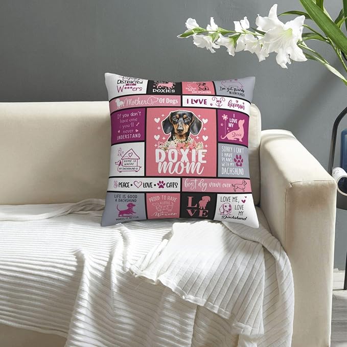 Christmas Dachshund Gifts for Women, Dachshund Gifts for Dachshunds Lover, Dachshunds Mom Gift for Christmas, Xmas Doxie Gift for Women, Dog Mom Present for Doxie Lover Throw Pillow Cover 18x18
