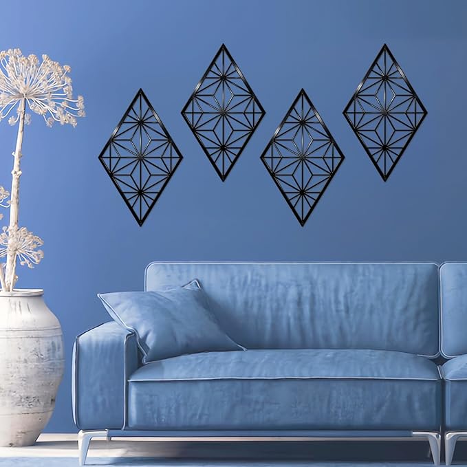 DUOOLN 2 Pcs Abstract Metal Wall Art, Minimalist Single Line Art Iron Hanging Picture, Modern Geometrical Metal Wall Sculptures Sign, For Living Room Bedroom Bathroom Study Room Home Decor- Black
