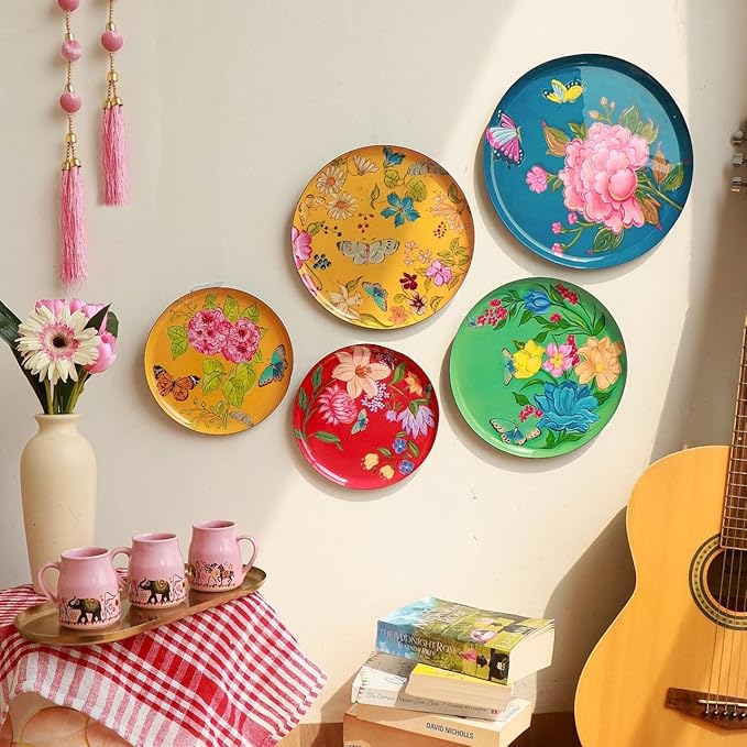 RITUALISTIC Pushpam Wall Plates Set of 5 | Wall Arts For Home Decoration, Living Room, Bedroom, Office Decor, Cafe, Restaurant | Aesthetic Room Decor Items | Christmas gifts
