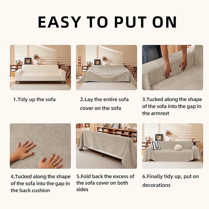 Couch Cover for 2 Cushion Couch, Sectional Couch Covers, Pet Couch Covers for Sofa, Sofa Covers Washable, Water Resistant Loveseat Cover Futon Sofa Slipcover, 71''x118'', Beige