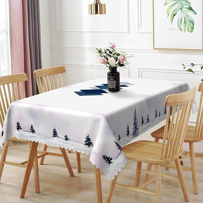 54x108inches Modern Rectangle Tablecloth Abstract Geometric Pattern Minimalist Wind Table Cloth Washable Polyester Table Cover Protector for Dining Room Home Kitchen Patio Picnic Party Use