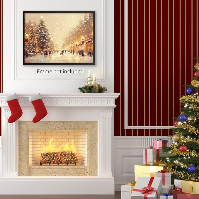 Winter Christmas Landscape Wall Art Fashion Snowscape Poster Vintage Cozy Scenic Canvas Prints for Living Room Office Wall Decor 08x10 inch Unframed