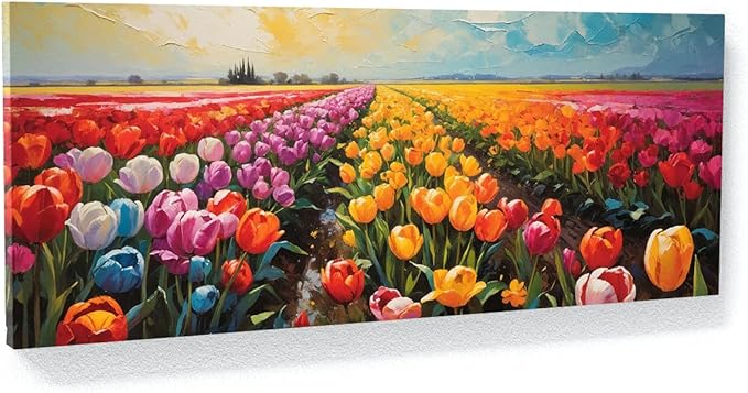 Sense Canvas Scandinavian Vibrant Fields 56 Canvas Art - Home Decor Wall Art Print Poster Painting Small 20x8 / 1.5"