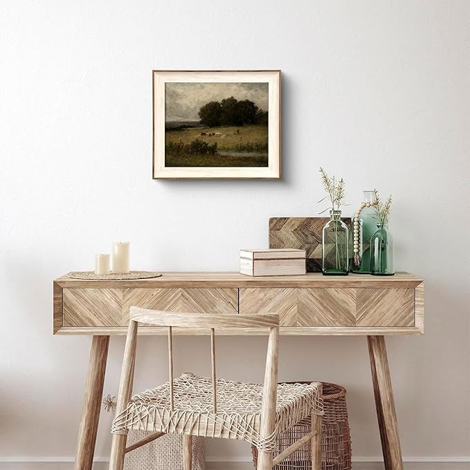 XOCUUI Canvas Wall Art Vintage Decor, Home Decor Danish Landscape Classical Paintings, Home Decor Lake And Mountain Nature Wilderness Landscape Unframed Paintings Wall Art for Living Room, 8"X10"