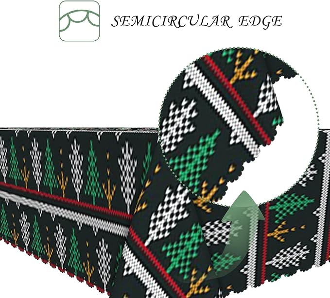 60x120 Inch Xmas Rectangle Tablecloth Pixel Style Christmas Tree Winter Retro Table Cloth Washable Durable Table Cover for Kitchen Dining Banquet Ugly Christmas Sweater Party Decor