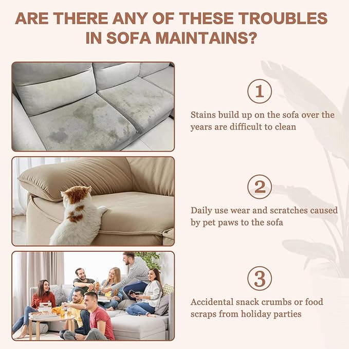 DREAMINGO Thickened Chenille Couch Cover 71x134 Inch Washable 3-Seater Sofa Covers Living Room Sectional Couch Slipcovers Modern Furniture Protector with Tassel, Brown Coffee