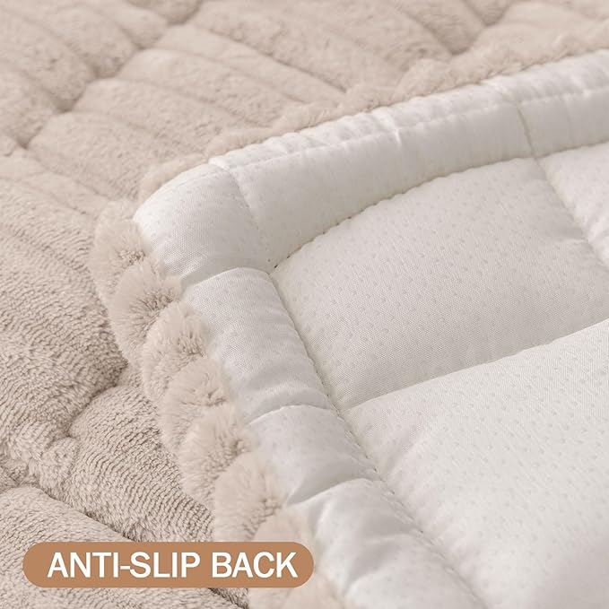 Smiry Couch Cover for Dogs Washable, Non Slip Fuzzy Pet Couch Covers for 3 Cushion Sofa Pet Friendly, Thick Soft Sofa Slipcovers Cushion Protector (Apricot, 27.6" x 82.7")