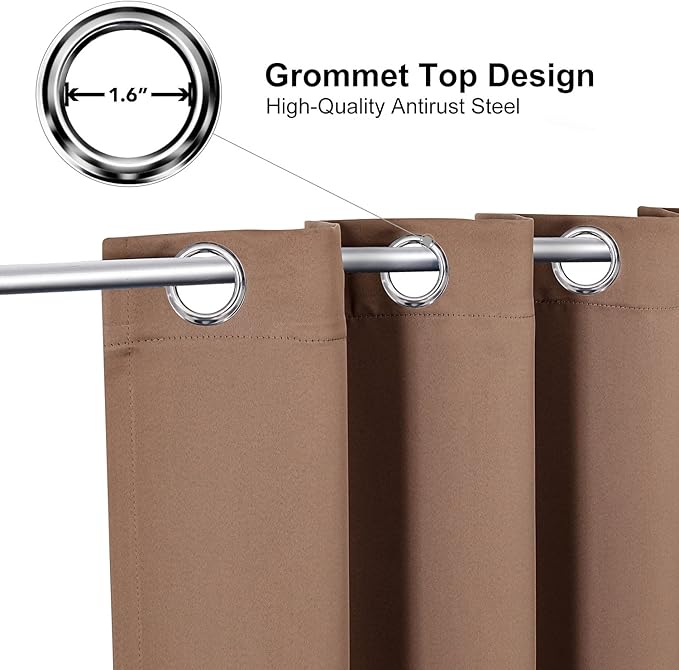 ChrisDowa Small Kitchen Valances for Windows - Grommet Short Thermal Insulated Room Darkening Window Valances Curtains for Living Room (2 Panels, Cappuccino, 42 x 18 Inch)