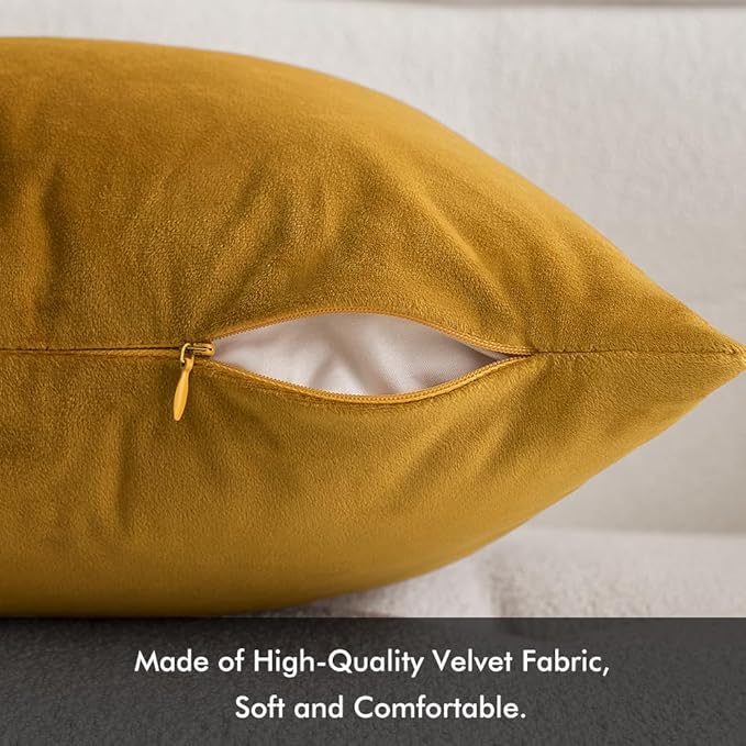 MIULEE Pack of 2 Mustard Yellow Pillow Covers 12x20 Inch Decorative Velvet Throw Pillow Covers Modern Soft Couch Throw Pillows Farmhouse Home Decor for Fall Sofa Bedroom Living Room
