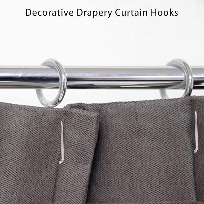 40 Pcs Metal Curtain Rings Drapery Rings and 40 Pcs Metal Drapery Pins Drapery Hooks for Curtains, 30 mm Internal Diameter Curtain Rod Rings Curtain Hanging Rings (Bright Nickel)