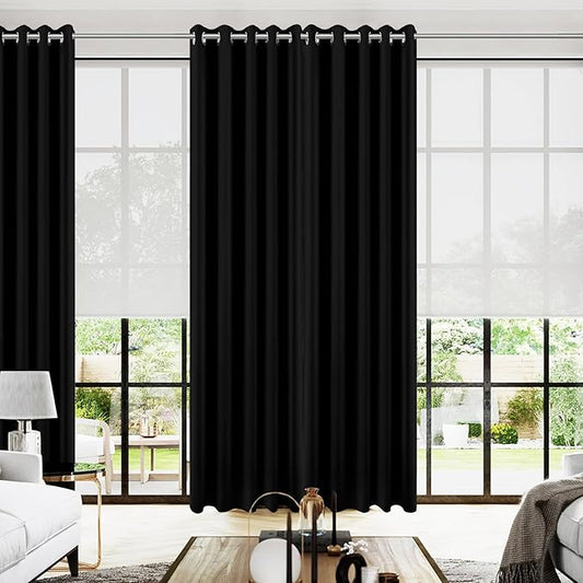 KOUFALL Wide Window Curtains Black Out 72 x 96 Inch Long 2 Panels Set,Cortinas Blackout para Dormitorio,Floor to Ceiling 8FT Length Grommet Thermal Curtains for Bedroom Living Room