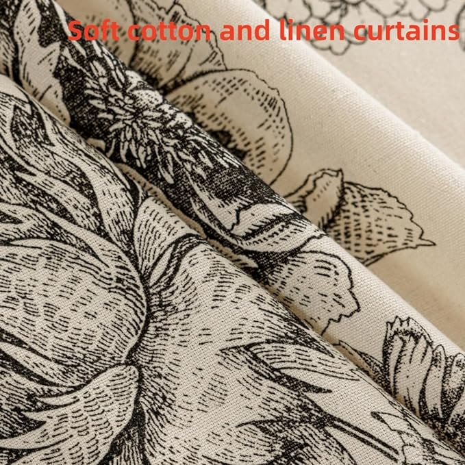 F-CHU Boho Curtains for Living Room 96 Inch Length French Country Floral Drapes Farmhouse Rustic Vintage Window Curtain Panels for Bedroom Chic Cotton Linen Closet Curtains，1 Panel