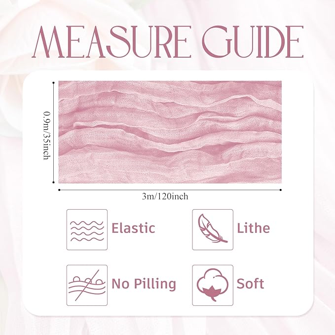 Wokceer Cheesecloth Table Runner 3Pack 10FT Blushing Pink Christmas Boho Gauze Fall Cheese Cloth Table Runner for Party Easter Rustic Sheer Table Runners for Baby Bridal Shower Wedding