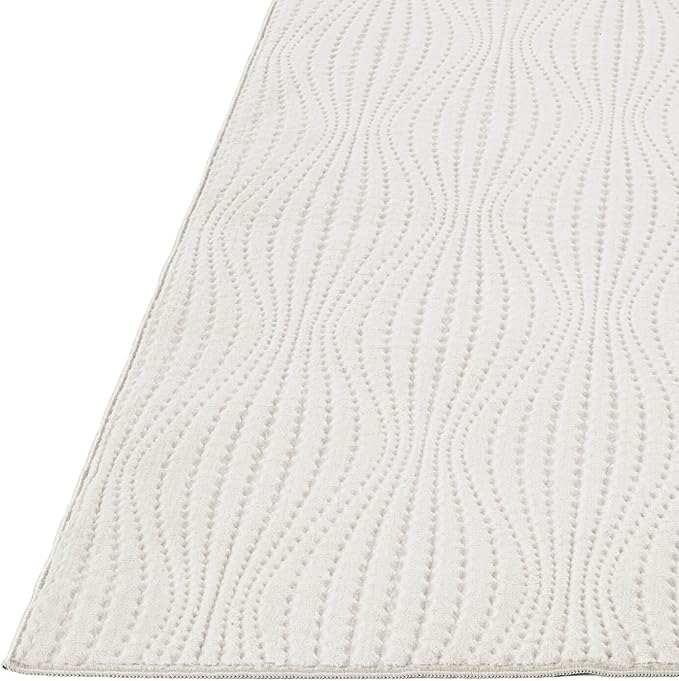 Modern White Non Slip Rug Solid 5x7 Non Skid Soft Rubber Back Area Rugs for Living Room Kitchen Bedroom Bathroom Dining Room Easy Cleaning Stain Resistant Non Shedding Carpet 5 x 7