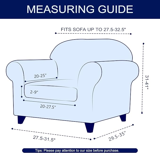 SUBRTEX Chair Slipcovers, 2 Piece, Stretch Armchair Sofa Cover for Living Room Couch Cover Machine Washable Furniture Protector Cover, Jacquard Damask (Small, Light Smoky Gray)