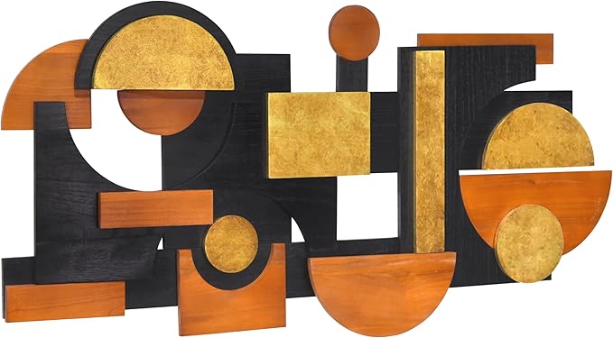Empire Art Direct "Amber Embraces I Handmade Dimensional Solid Paulownia Wood Abstracts Wall Art, Ready to Hang, Living Room, Bedroom & Office, 48" x 24"x 1.42"