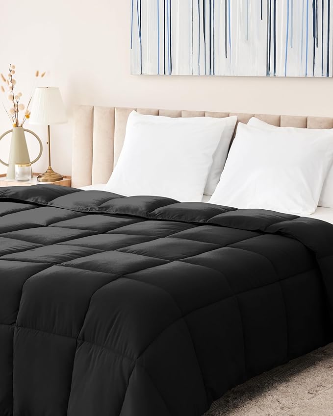 Lavish Comforts Twin Duvet Insert - Premium Fluffy Black Comforter, Machine Washable, 68x86