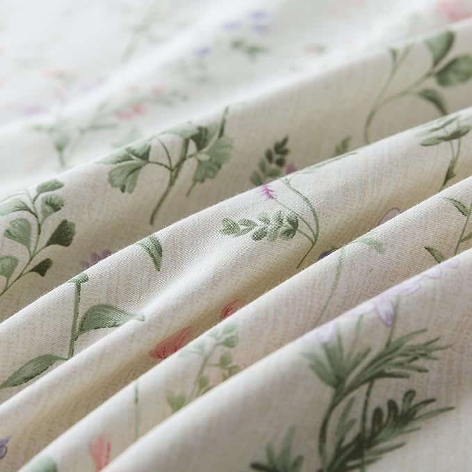 HoneiLife Floral Duvet Cover King - 100% Cotton Comforter Cover, Botanical Bedlinen Set for King Beds, 3-Piece Wildflower Comforter Cover Sets