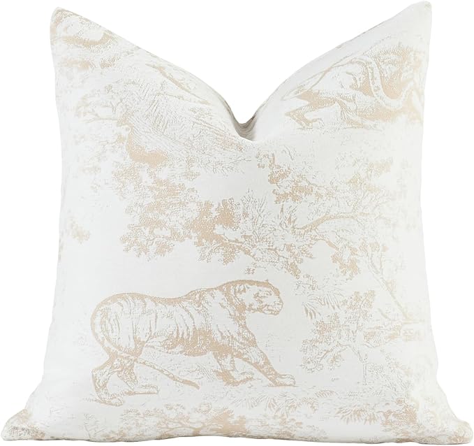 2025 New 18x18'' inches Throw Pillow Cushion Covers - Jungle Tiger Pattern Chenille Jacquard Embroidery Luxury Modern Style Couch Sofa Bed Pillow Cover for Living Room Bedroom